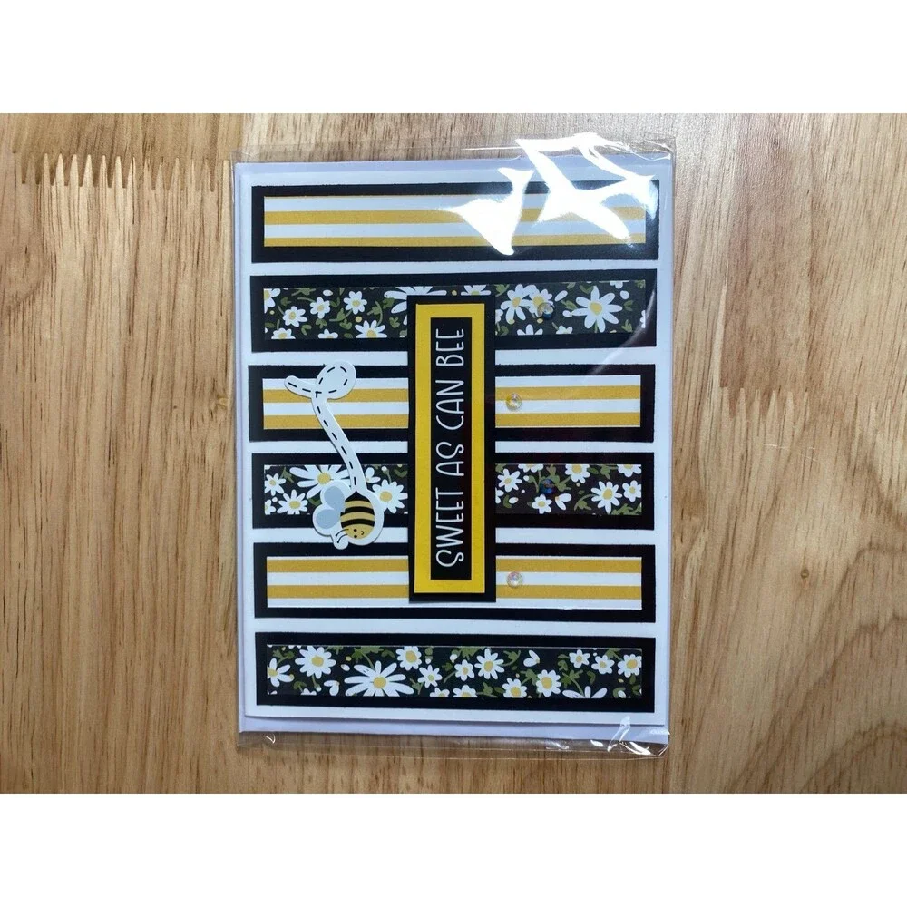 Bee & Flowers Greeting Card – Handmade A2 Card – All Occasion Blank Card